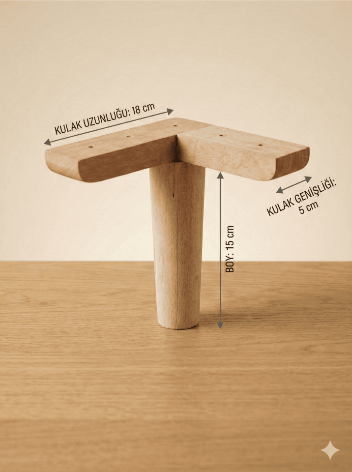 1. Sınıf Gürgen Ağacı 15 Cm Ahşap Mobilya Ayağı