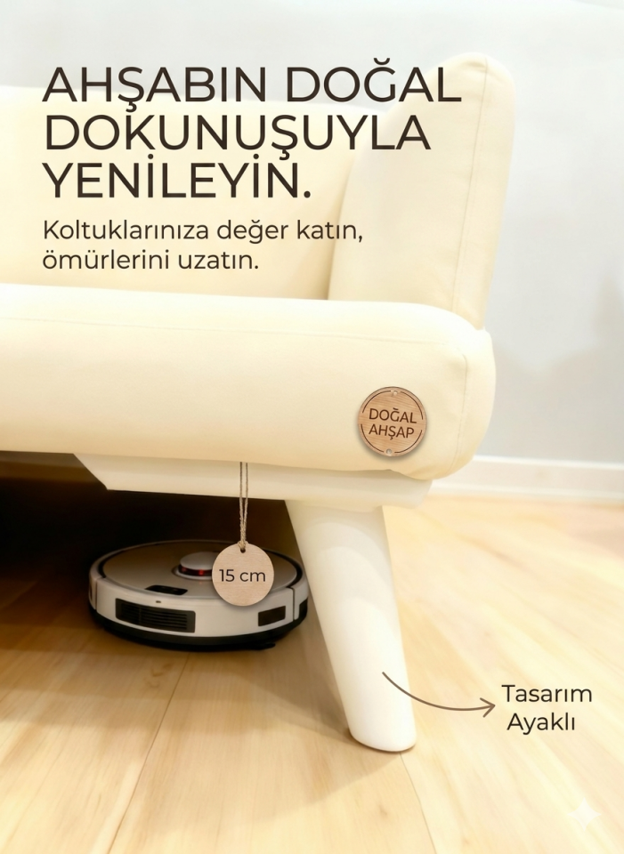 1. Sınıf Gürgen Ağacı 15 Cm Beyaz Mobilya Kanepe Koltuk Tv Ünitesi Yükseltici Yükseltme Ayakları 12'li Set Köşe Ayak ve Destek Ayak Robot Süpürge Uyumlu