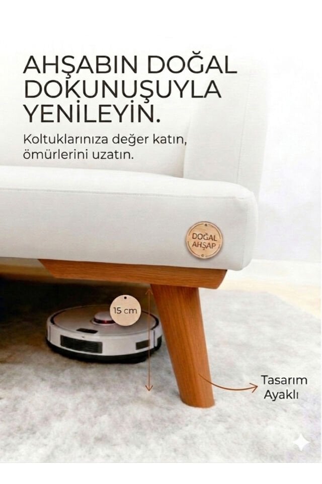 1. Sınıf Gürgen Ağacı 15 Cm Açık Ceviz Koltuk Baza Tv Ünitesi Yükseltme Ayakları 4'lü Set