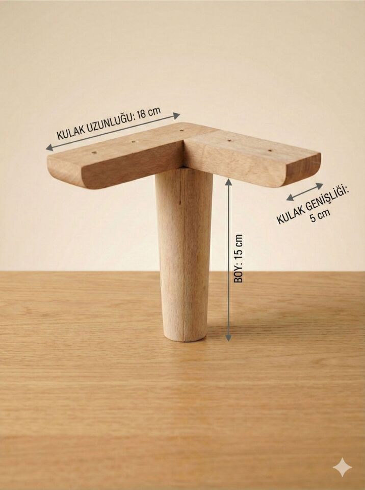 15 Cm Mobilya Ayağı Ham 1. Sınıf Gürgen Ağacı Koltuk Baza Tv Ünitesi Yükseltme Ayakları 4'lü Set