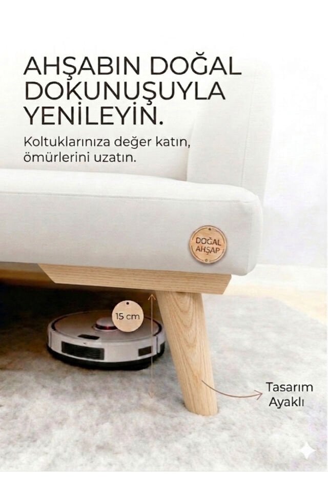 1. Sınıf Gürgen Ağacı 15 Cm Mobilya Kanepe Koltuk Tv Ünitesi Yükseltme Ayakları 8'li Set