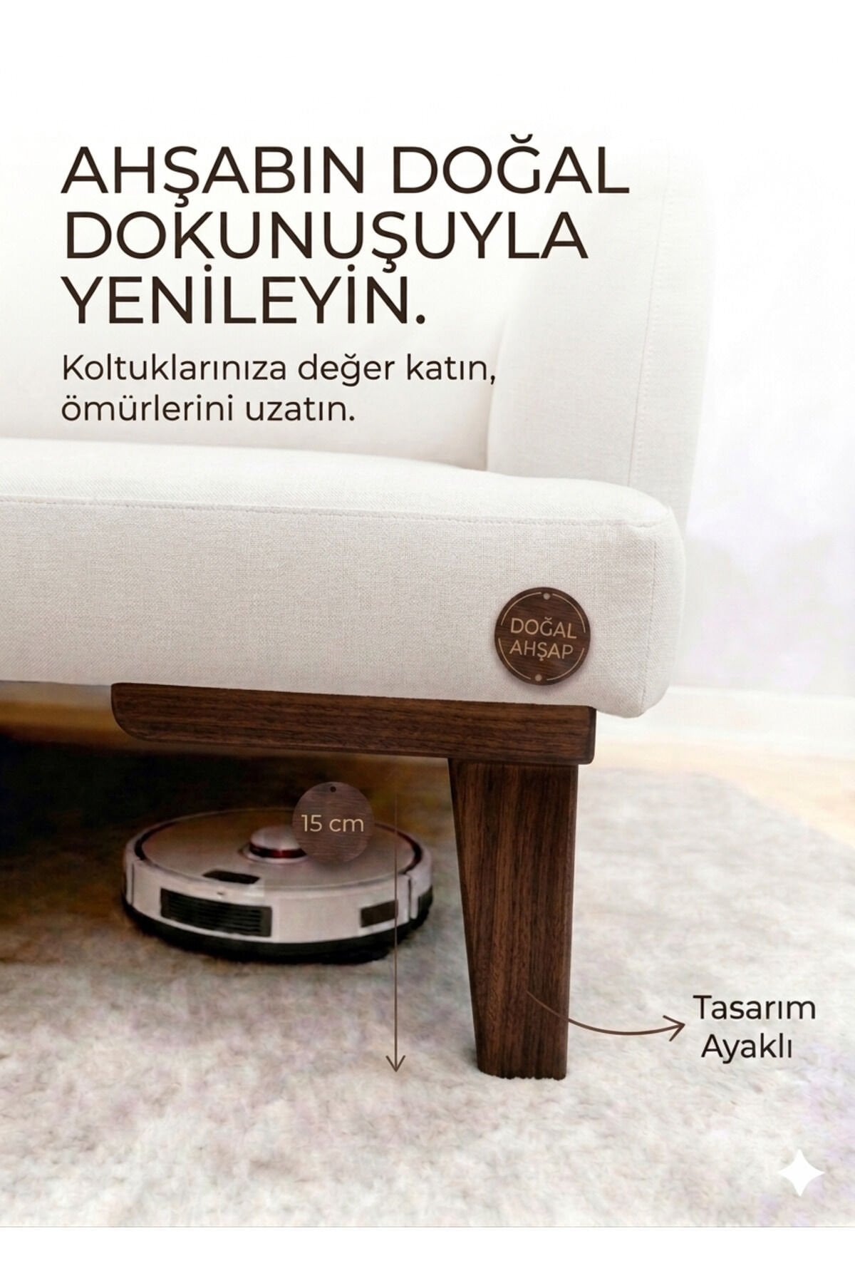 1. Sınıf Gürgen Ağacı 15 Cm Koyu Ceviz Küt Ayak Mobilya Kanepe Koltuk Tv Ünitesi Mobilya Ayakları Ahşap