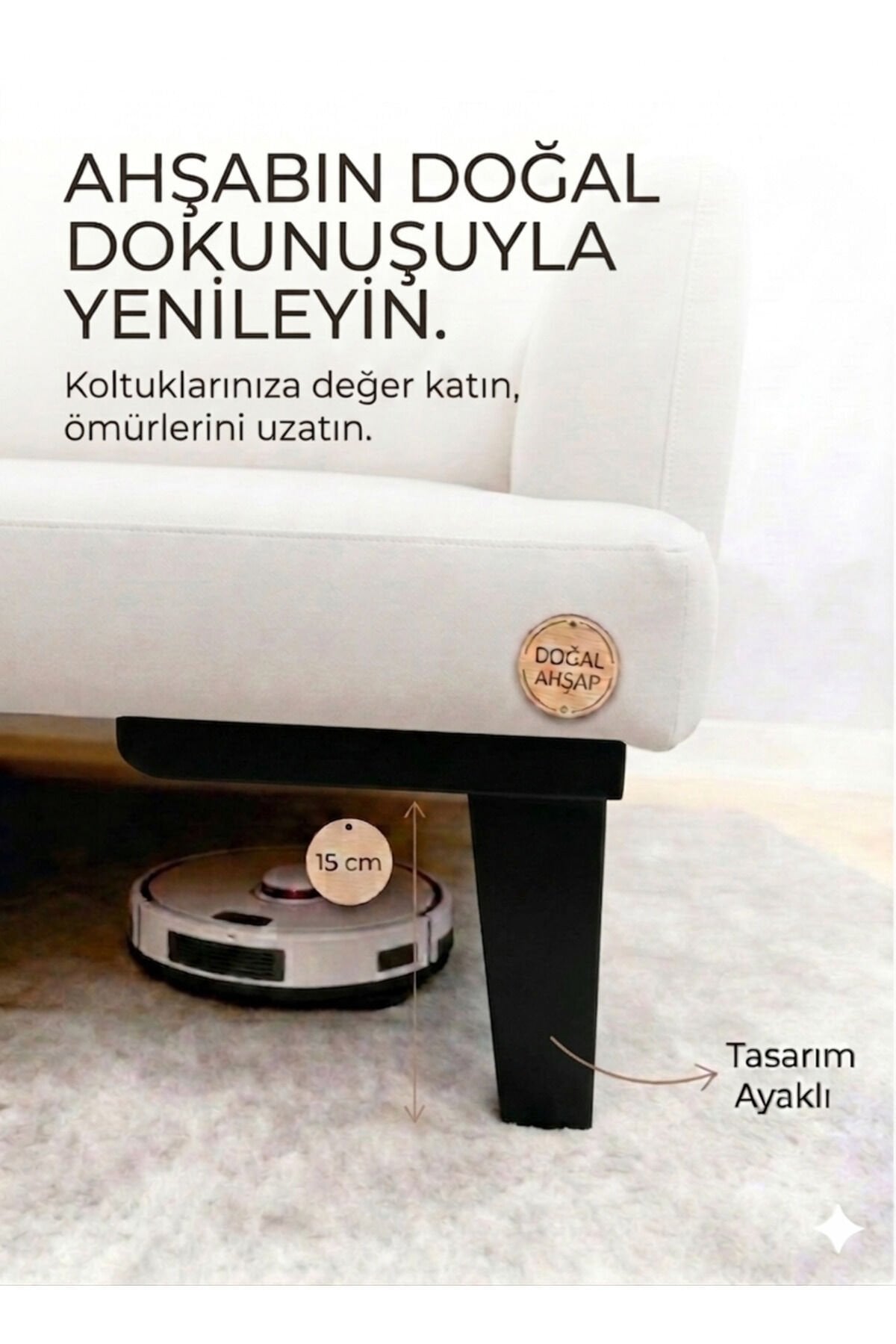 1. Sınıf Gürgen Ağacı 15 Cm Siyah Küt Ayak Mobilya Kanepe Koltuk Tv Ünitesi Mobilya Ayakları Ahşap