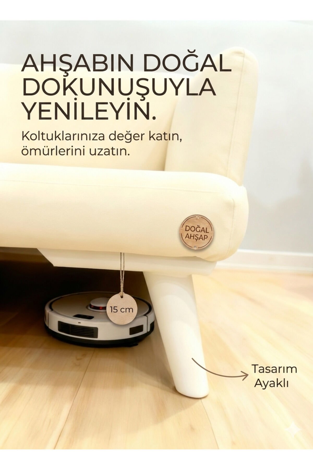 1. Sınıf Gürgen Ağacı 15 Cm Beyaz Mobilya Kanepe Koltuk Tv Ünitesi Yükseltici Yükseltme Ayakları