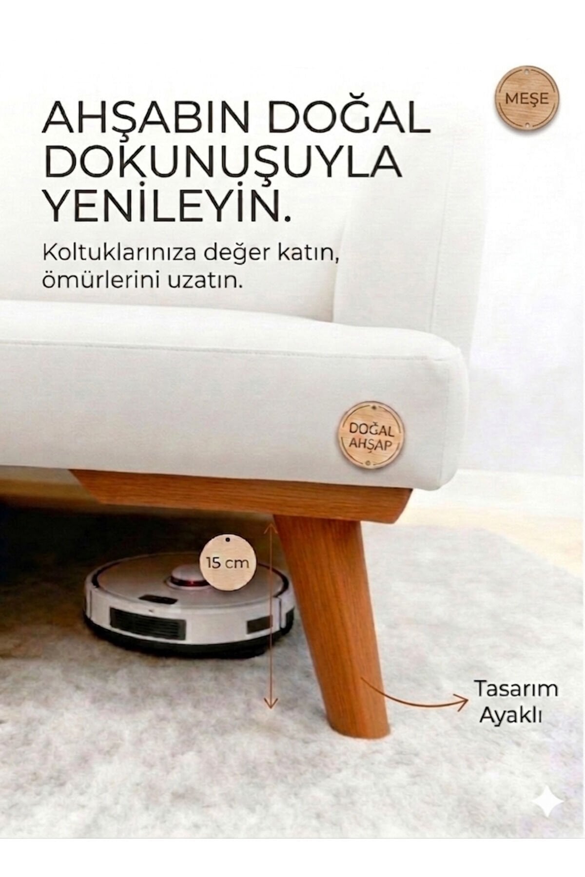 1. Sınıf Gürgen Ağacı 15 Cm Açık Ceviz Mobilya Kanepe Koltuk Tv Ünitesi Yükseltici Yükseltme Ayakları