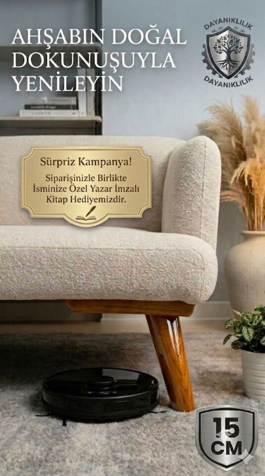 15 cm Mobilya Ayağı 1. Sınıf Gürgen Ağacı Açık Ceviz Kanepe Koltuk Tv Ünitesi Mobilya Ayakları 5’li Set Köşe Ayak ve Destek Ayağı 15 cm Robot Süpürge Uyumlu