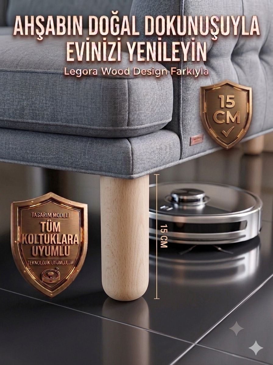 15 Cm Bohem Ham Ahşap Mobilya Ayağı Gürgen Ağacı Ahşap Mobilya Ayağı