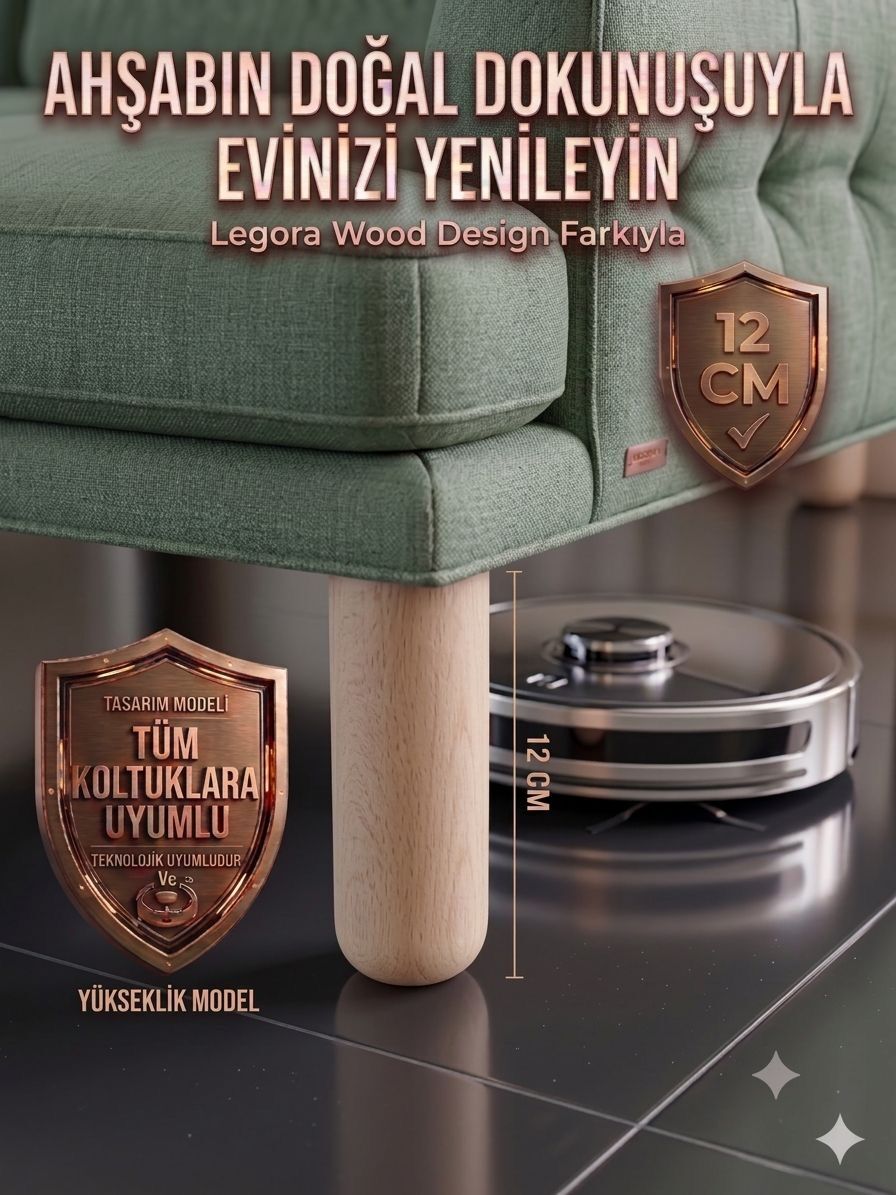 12 Cm Bohem Ham Ahşap Mobilya Ayağı Gürgen Ağacı Ahşap Mobilya Ayağı