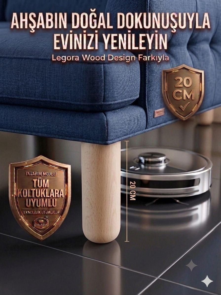 20 Cm Bohem Ham Ahşap Mobilya Ayağı Gürgen Ağacı Ahşap Mobilya Ayağı