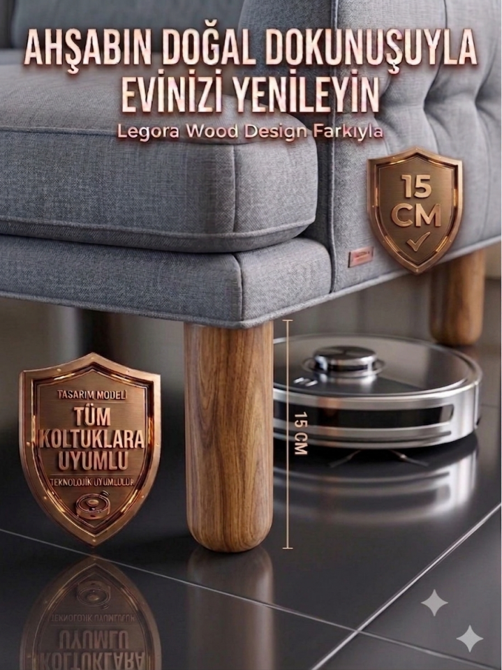 15 Cm Bohem Açık Ceviz Ahşap Mobilya Ayağı Gürgen Ağacı Ahşap Mobilya Ayağı 16'lı Set