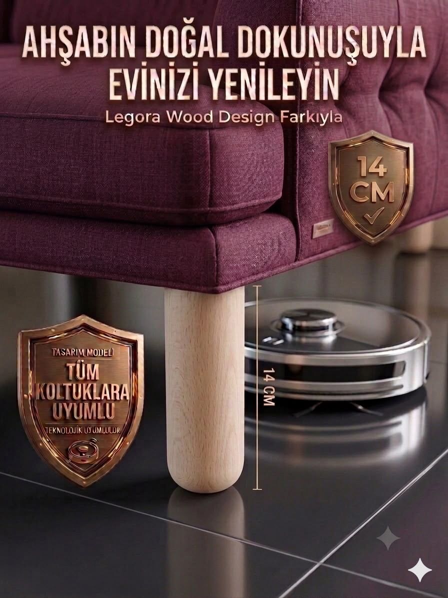 14 Cm Bohem Ham Ahşap Mobilya Ayağı Gürgen Ağacı Ahşap Mobilya Ayağı