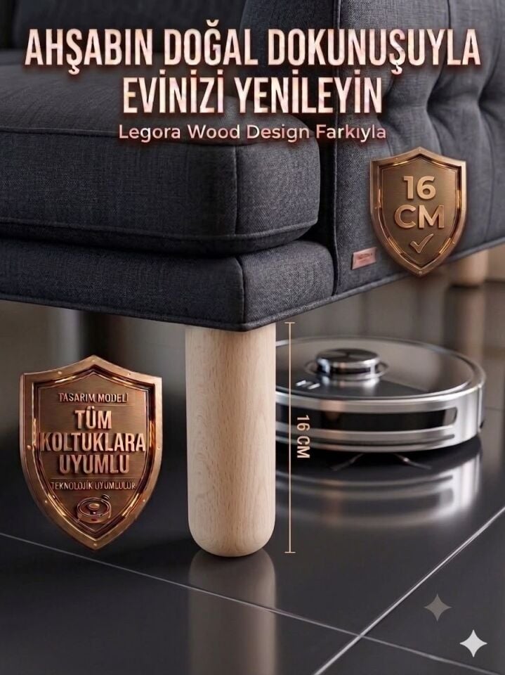 16 Cm Bohem Ham Ahşap Mobilya Ayağı Gürgen Ağacı Ahşap Mobilya Ayağı