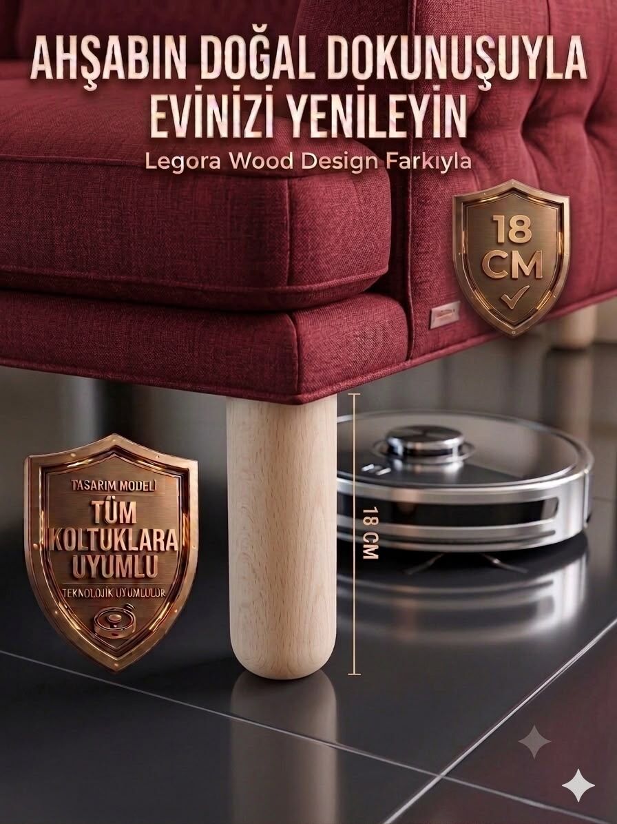 18 Cm Bohem Ham Ahşap Mobilya Ayağı Gürgen Ağacı Ahşap Mobilya Ayağı
