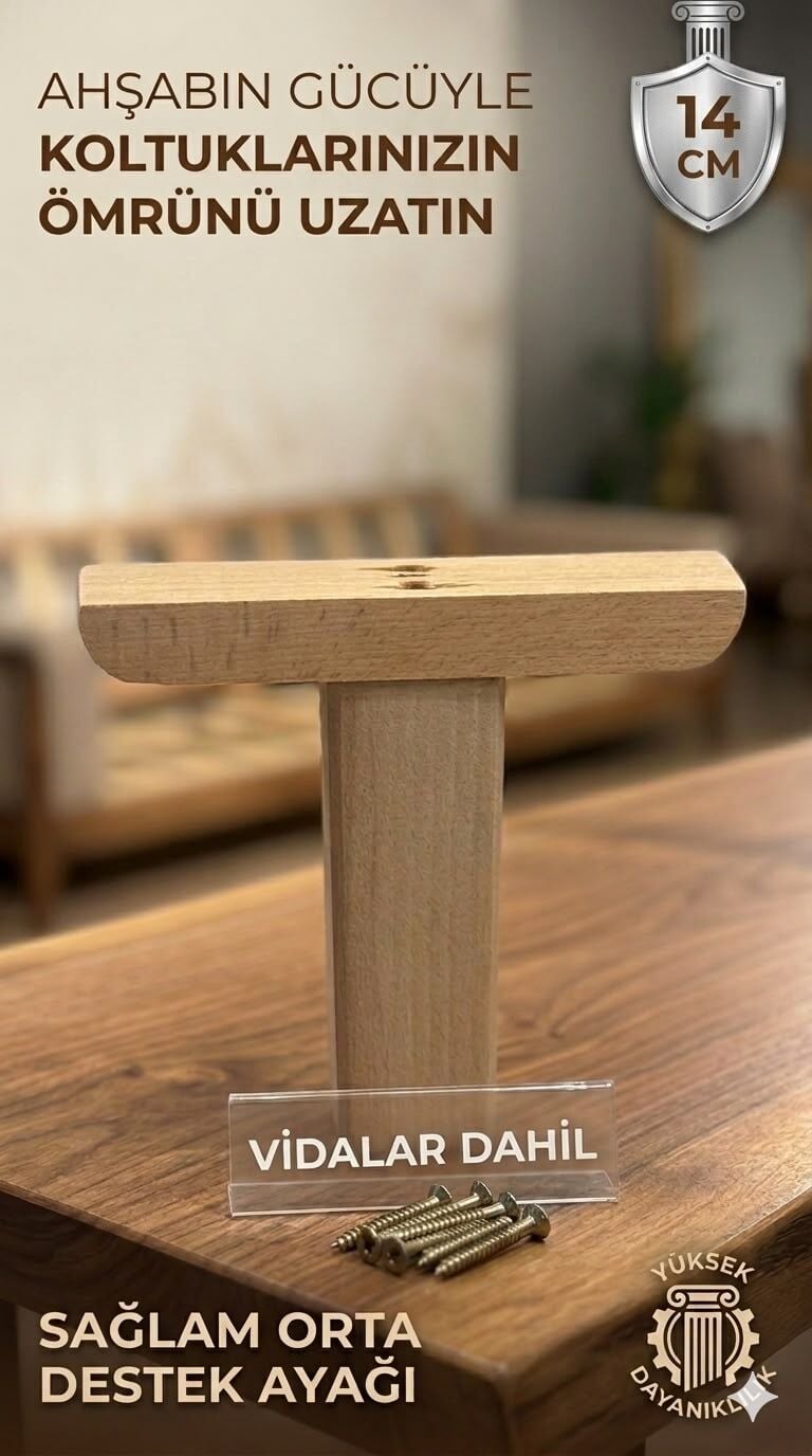 1. Sınıf Gürgen Ağacı Ham Mobilya Kanepe Koltuk Tv Ünitesi 14 Cm Ahşap Destek Ayağı