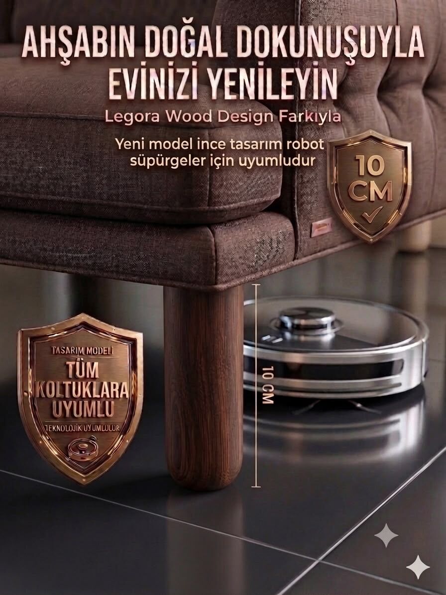 10 Cm Bohem Koyu Ceviz Ahşap Mobilya Ayağı Gürgen Ağacı Ahşap Mobilya Ayağı