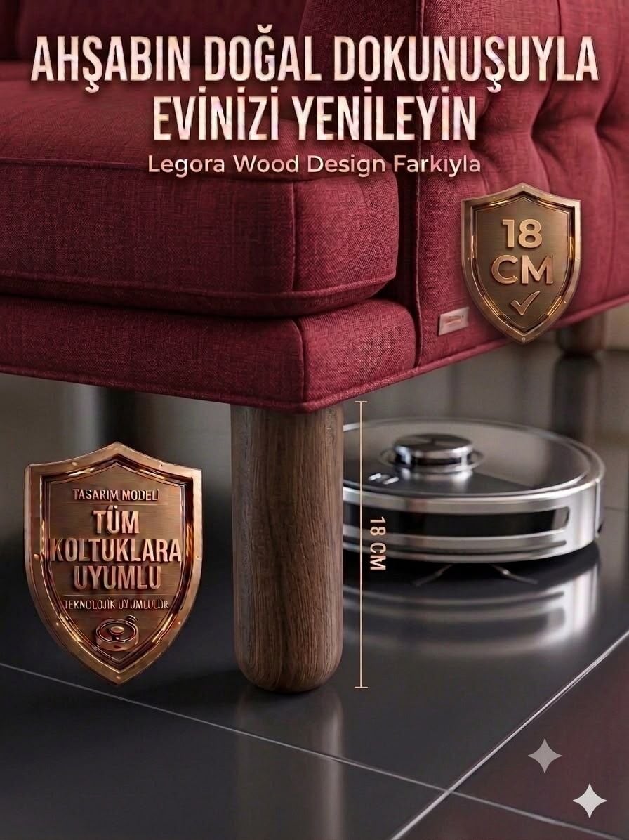 18 Cm Bohem Koyu Ceviz Ahşap Mobilya Ayağı Gürgen Ağacı Ahşap Mobilya Ayağı