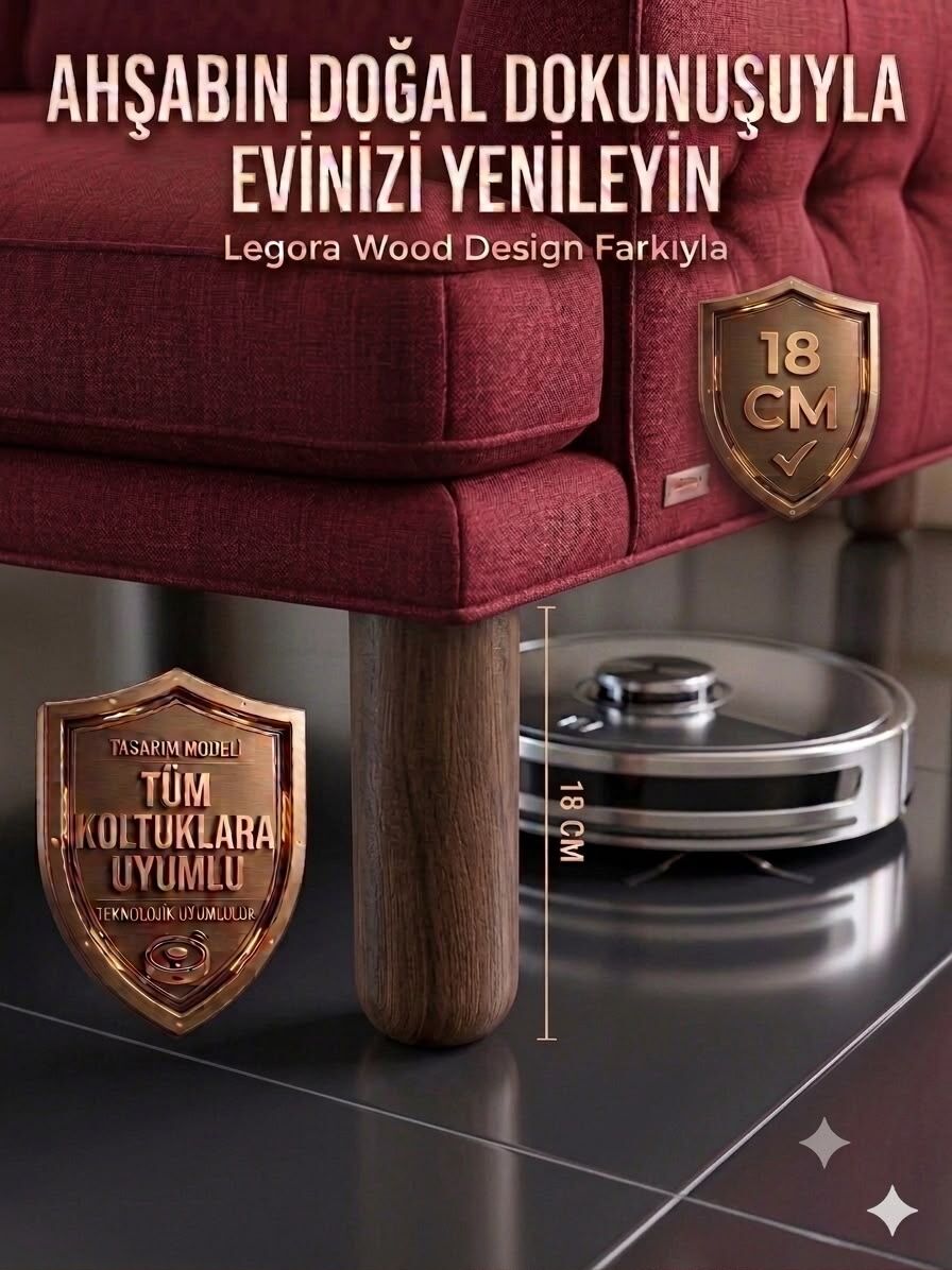 18 Cm Bohem Koyu Ceviz Ahşap Mobilya Ayağı Gürgen Ağacı Ahşap Mobilya Ayağı