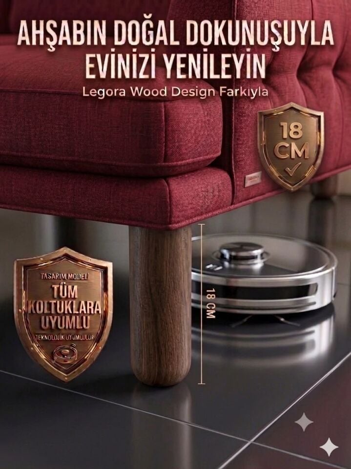 18 Cm Bohem Koyu Ceviz Ahşap Mobilya Ayağı Gürgen Ağacı Ahşap Mobilya Ayağı
