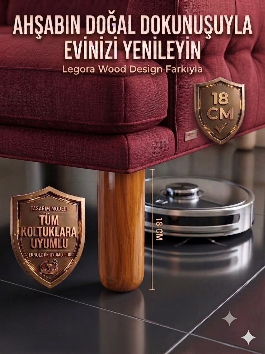 18 Cm Bohem Açık Ceviz Ahşap Mobilya Ayağı Gürgen Ağacı Ahşap Mobilya Ayağı