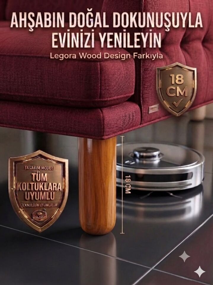 18 Cm Bohem Açık Ceviz Ahşap Mobilya Ayağı Gürgen Ağacı Ahşap Mobilya Ayağı