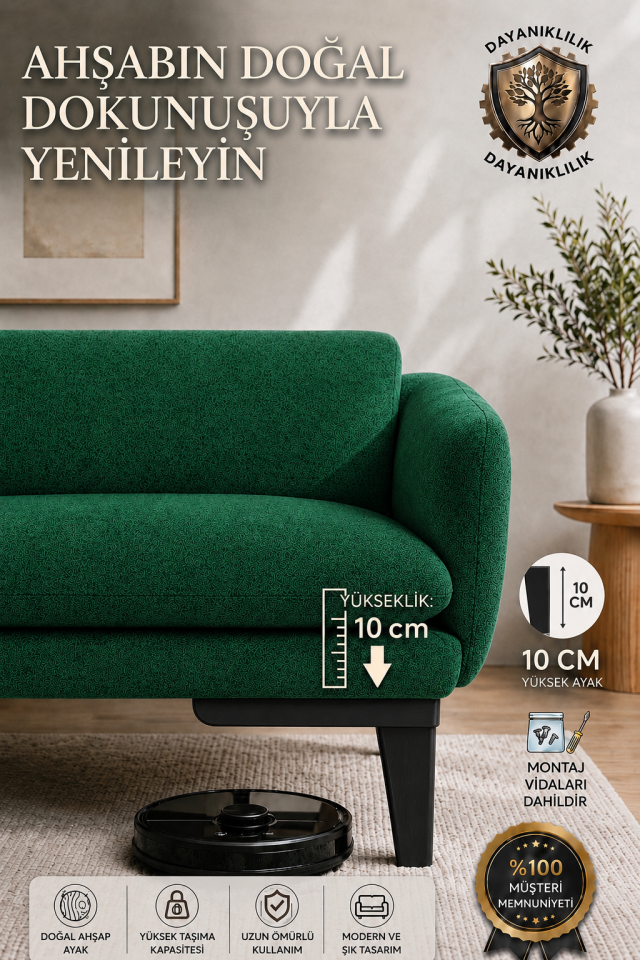 10 cm Küt Ahşap Mobilya Ayağı Siyah | Gürgen Koltuk Kanepe Berjer Baza TV Ünitesi Uyumlu