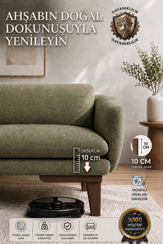 10 cm Küt Ahşap Mobilya Ayağı Koyu Ceviz | Gürgen Koltuk Kanepe Berjer Baza TV Ünitesi Uyumlu